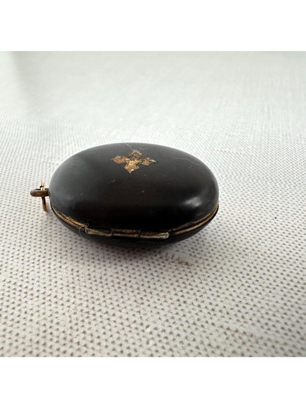Antique Victorian Mourning Locket Vulcanite Cross 1868 Patent Date - Picture 11 of 14